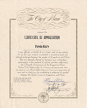 The City of Miami Certificate of Appreciation