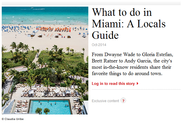 Departures Magazine, What to do in Miami: A Locals Guide. From Dwayne Wade to Gloria Estefan, Brett Ratner to Ander Garcia, the city's most in-the-know residents share their favorite things to do around town.