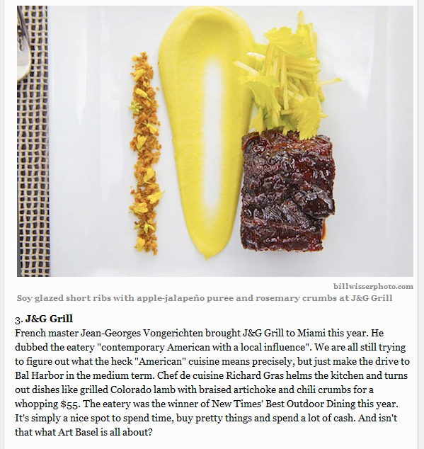 miami new times food blog, short order, art basel: where to find beautiful food in miami, emily codik, naoe, j and g grill, jean-georges vongerichten, richard gras, best outdoor dining