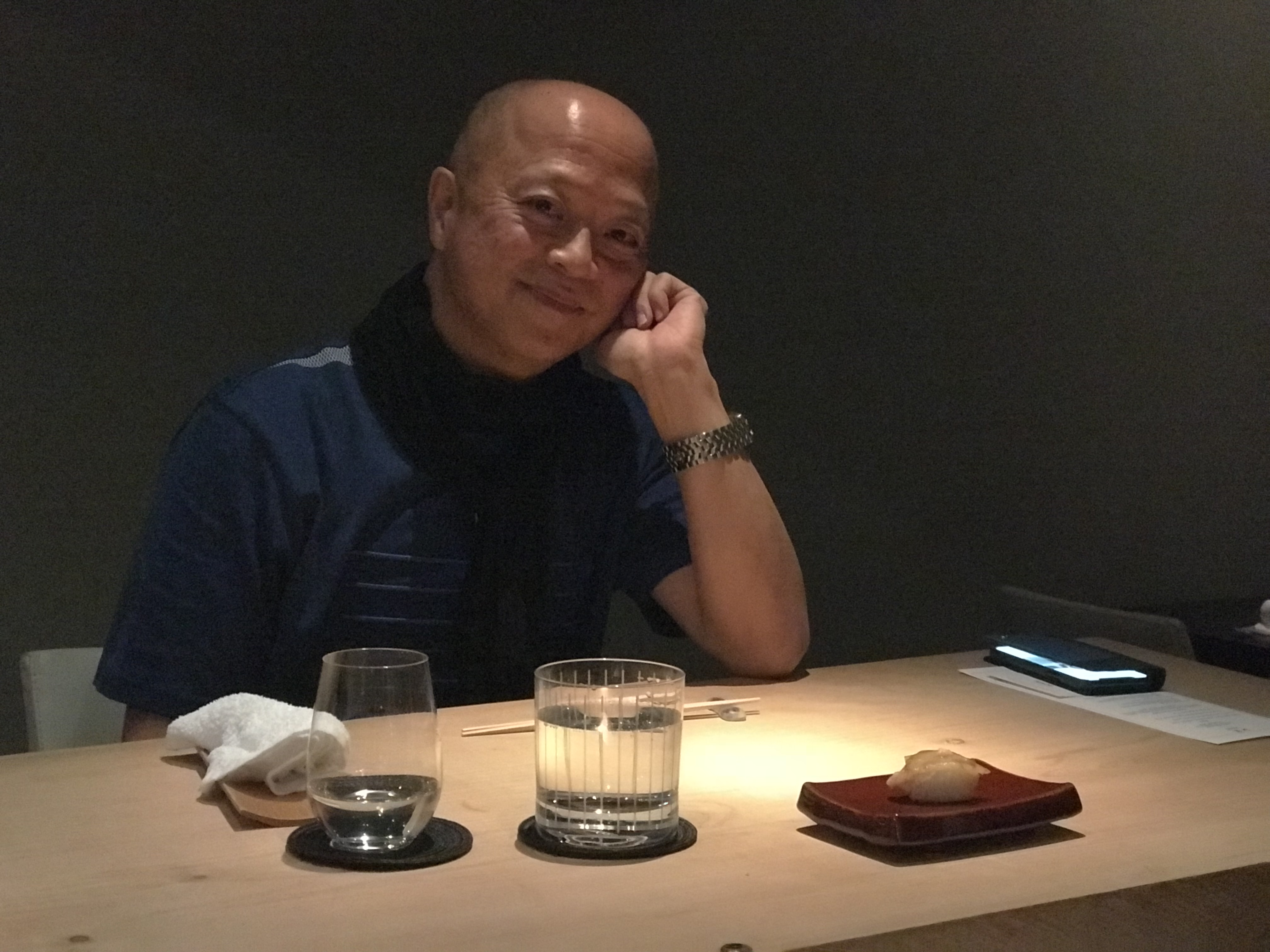 Toshi Ohi dining on pottery made by Toshio Ohi at NAOE Miami