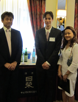 Taro Nakamura, Kevin Cory and Kal Cory at a sake tasting in the Warwick New York Hotel